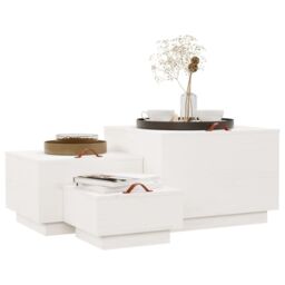 Berkfield Home Storage Boxes with Lids 3 pcs White Solid Wood Pine - thumbnail 4