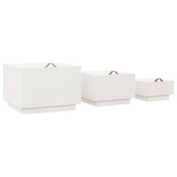 Berkfield Home Storage Boxes with Lids 3 pcs White Solid Wood Pine - thumbnail 5