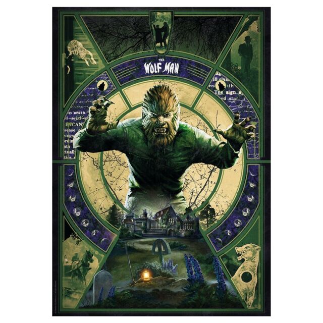 Universal Monsters The Wolfman Limited Edition Art Print in Green - Size: A3
