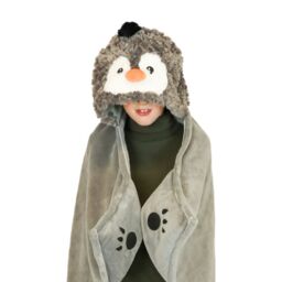 Noxxiez Penguin Hooded Animal Blanket in Grey - thumbnail 2