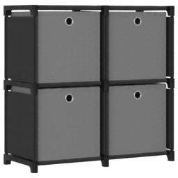 Berkfield Home Modern 4-Cube Display Shelf with Boxes Black 69x30x72.5 cm Fabric - thumbnail 2