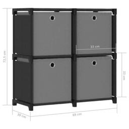 Berkfield Home Modern 4-Cube Display Shelf with Boxes Black 69x30x72.5 cm Fabric - thumbnail 9