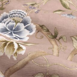 Sanderson Porcelain Garden Printed Chenille Room Darkening Pencil Pleat Curtains in Dusty Pink - Size: 117 cm width x 183 cm drop - thumbnail 5