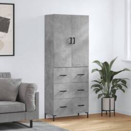 Berkfield Home Highboard Concrete Grey 69.5x34x180 cm Engineered Wood - thumbnail 2