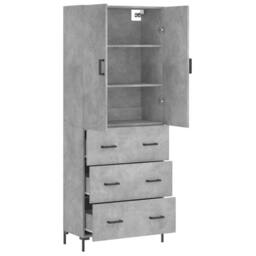 Berkfield Home Highboard Concrete Grey 69.5x34x180 cm Engineered Wood - thumbnail 4