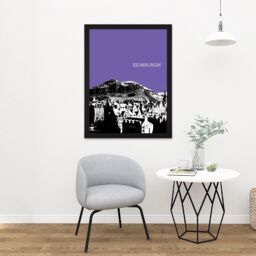 "Artery8 Wall Art Print Arthurs Seat Edinburgh Scotland Scottish Landmark Purple Large Framed Wall Décor Art in White - Size: W18"" x H24""" - thumbnail 2