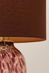ValueLights Belinda Confetti Glass Table Lamp with Fabric Drum Shade & Bulb in Burgundy - thumbnail 4