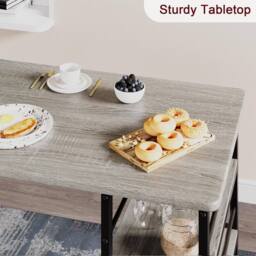London Boutique 3PCS Dining Table Set Bar Height Kitchen Table & 2 Chairs w/ 3 Shelves in Grey - thumbnail 8