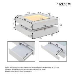 Matteo High-Gloss LED Coffee Table with 3 Drawers & Glass Top - White - thumbnail 9