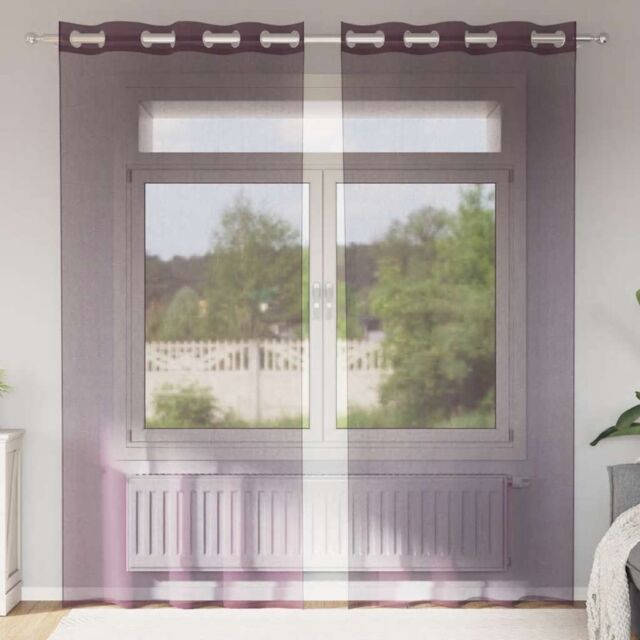 Berkfield Home Voile Curtains with Grommets 2 pcs Purple 140x225 cm - image 1