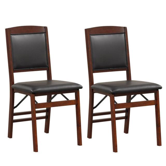 Costway Set of 2 Folding Bar Stools Wooden Padded Kitchen Dining Chairs w/ Backrest in Black - image 1