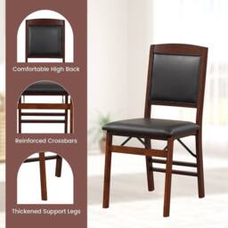 Costway Set of 2 Folding Bar Stools Wooden Padded Kitchen Dining Chairs w/ Backrest in Black - thumbnail 6