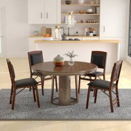 Costway Set of 2 Folding Bar Stools Wooden Padded Kitchen Dining Chairs w/ Backrest in Black - thumbnail 4