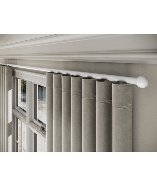 New Edge Blinds 28mm Styleline Gliding Curtain Pole Set with Ball End - White - Size: 140 cm - image 1
