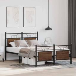 Berkfield Home Bed Frame without Mattress Brown Oak 120x200 cm Engineered Wood - Size: Small Double - thumbnail 5