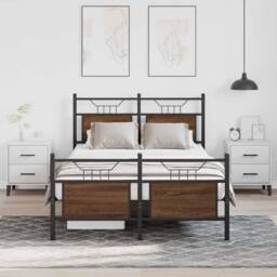 Berkfield Home Bed Frame without Mattress Brown Oak 120x200 cm Engineered Wood - Size: Small Double - thumbnail 4