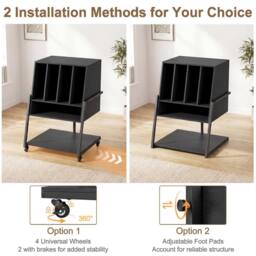 Costway Record Player Stand w/Charging Station Turntable Stand w/ Vinyl Holder in Black - thumbnail 8