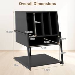 Costway Record Player Stand w/Charging Station Turntable Stand w/ Vinyl Holder in Black - thumbnail 2