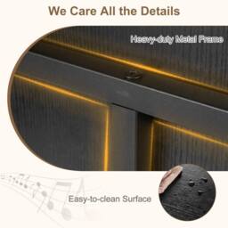 Costway Record Player Stand w/Charging Station Turntable Stand w/ Vinyl Holder in Black - thumbnail 9