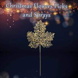VFM e-Store Christmas Glitter Maple Leaf Spray Decoration 45cm x 22cm Gold X 1 - Size: 45 cm x 22 cm - thumbnail 3