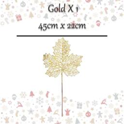 VFM e-Store Christmas Glitter Maple Leaf Spray Decoration 45cm x 22cm Gold X 1 - Size: 45 cm x 22 cm - thumbnail 2