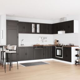 Berkfield Home Porto Sink Base Cabinet with Sink - Black - 80x46x84.5 cm - Made of Engineered Wood - thumbnail 1