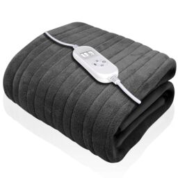 Dreamcatcher Deluxe Electric Throw Heated Double Over Blanket Soft Fleece Timer in Grey - thumbnail 1