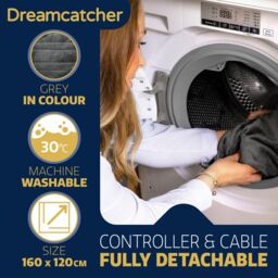 Dreamcatcher Deluxe Electric Throw Heated Double Over Blanket Soft Fleece Timer in Grey - thumbnail 5