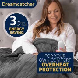 Dreamcatcher Deluxe Electric Throw Heated Double Over Blanket Soft Fleece Timer in Grey - thumbnail 4
