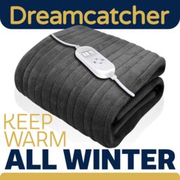 Dreamcatcher Deluxe Electric Throw Heated Double Over Blanket Soft Fleece Timer in Grey - thumbnail 7