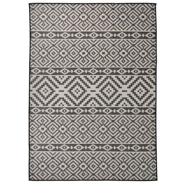 Berkfield Home Outdoor Flatweave Rug 200x280 cm Black Stripes - Size: Medium - image 1