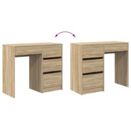 Berkfield Home Sonoma Oak Writing Desk Sonoma oak Particle board Medium Storage in Brown - thumbnail 9