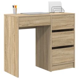 Berkfield Home Sonoma Oak Writing Desk Sonoma oak Particle board Medium Storage in Brown - thumbnail 3