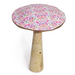 Serenityy Large Wooden Mushroom - Pretty Floral in Pink