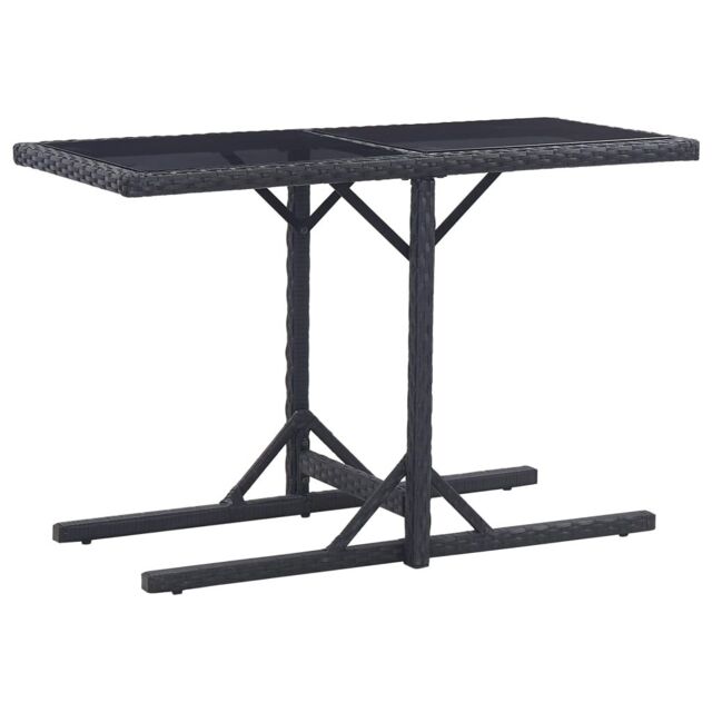 Berkfield Home Garden Table Black 110x53x72 cm Glass & Poly Rattan - Size: 110 x 53 x 72 cm - image 1
