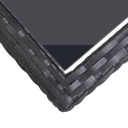 Berkfield Home Garden Table Black 110x53x72 cm Glass & Poly Rattan - Size: 110 x 53 x 72 cm - thumbnail 5