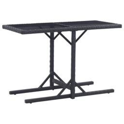 Berkfield Home Garden Table Black 110x53x72 cm Glass & Poly Rattan - Size: 110 x 53 x 72 cm - thumbnail 1