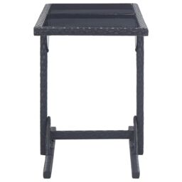 Berkfield Home Garden Table Black 110x53x72 cm Glass & Poly Rattan - Size: 110 x 53 x 72 cm - thumbnail 3