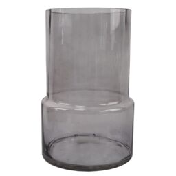 Leaf 26cm Grey Smoke Glass Vase in Green
