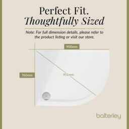 Balterley Premium Shower Tray - Right Hand Offset Quadrant - 900mm x 760mm - White - thumbnail 5