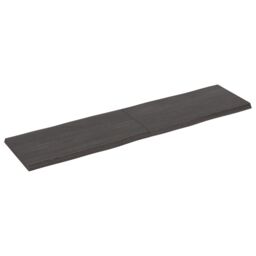 Berkfield Home Table Top Dark Grey 160x40x(2-4) cm Treated Solid Wood Live Edge in Brown - thumbnail 2