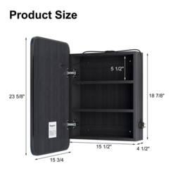 KEEPREAPER Black LED Bathroom Mirror Cabinet 40x60 3 Color Demister Touch Control - Size: W400mm X H600mm - thumbnail 8