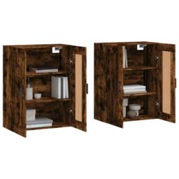 Berkfield Home Wall Mounted Cabinets 2 pcs Smoked Oak Engineered Wood in Brown - thumbnail 3