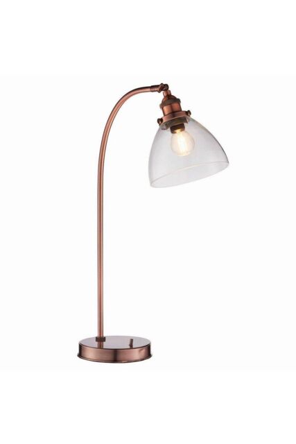 Netlighting Hansen 1 Light Table Lamp Aged Copper Glass E14 in Brown - image 1