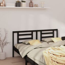 Berkfield Home Bed Headboard Black 206x4x100 cm Solid Pine Wood - Size: 206 x 4 x 100 cm - thumbnail 4