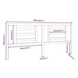 Berkfield Home Bed Headboard Black 206x4x100 cm Solid Pine Wood - Size: 206 x 4 x 100 cm - thumbnail 6