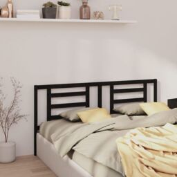 Berkfield Home Bed Headboard Black 206x4x100 cm Solid Pine Wood - Size: 206 x 4 x 100 cm - thumbnail 1