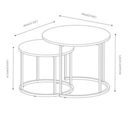 Havendro Wild Oak Nesting Tables Set of 2 Industrial Round Side Tables in Light Oak - thumbnail 2