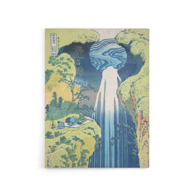 "Artery8 Amida Falls of the Kisokaido Road Canvas Wall Art Print Hokusai in Blue - Size: W18"" x H24""" - image 1