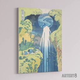 "Artery8 Amida Falls of the Kisokaido Road Canvas Wall Art Print Hokusai in Blue - Size: W18"" x H24""" - thumbnail 2